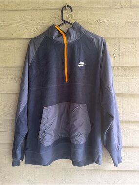 Nike Navy and Orange Quarter-Zip Pullover